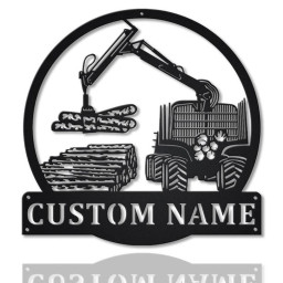 Personalized Logging Lumber Harvester Monogram Metal Sign Art | Custom Logging Lumber Metal Wall Art | Outdoor Metal Sign , Job Gift