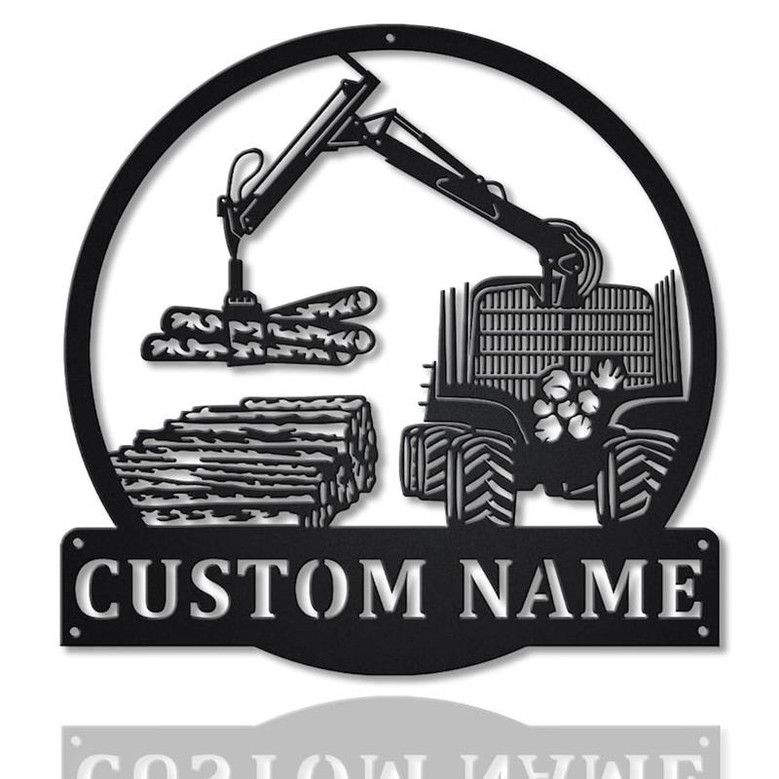 Personalized Logging Lumber Harvester Monogram Metal Sign Art | Custom Logging Lumber Metal Wall Art | Outdoor Metal Sign , Job Gift