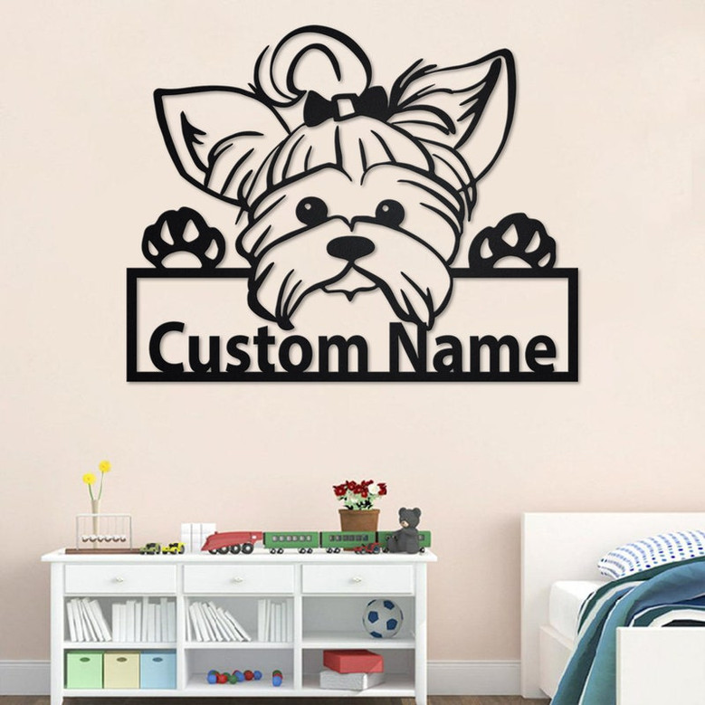 Custom Yorkie Dog Metal Wall Art, Personalized Yorkie Dog Name Sign Decoration For Room, Yorkie Dog Home Decor, Custom Dog, Yorkie Dog