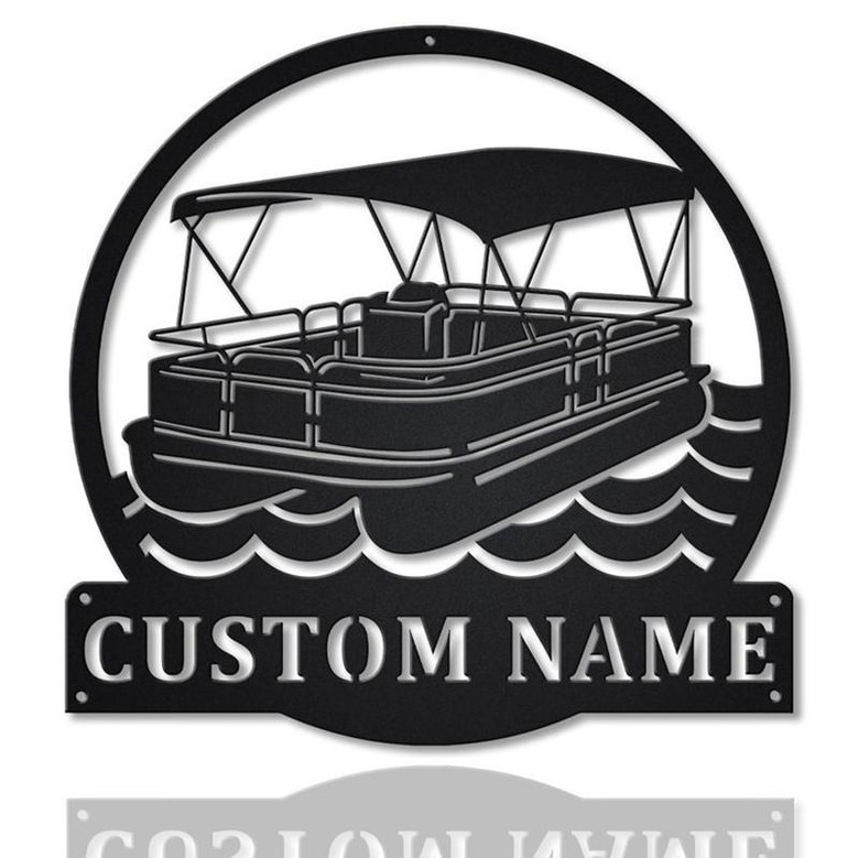 Personalized Pontoon Boat Metal Sign Art v2 | Custom Pontoon Boat Monogram Metal Sign | Pontoon Boat Gifts | Job Gift | Home Decor