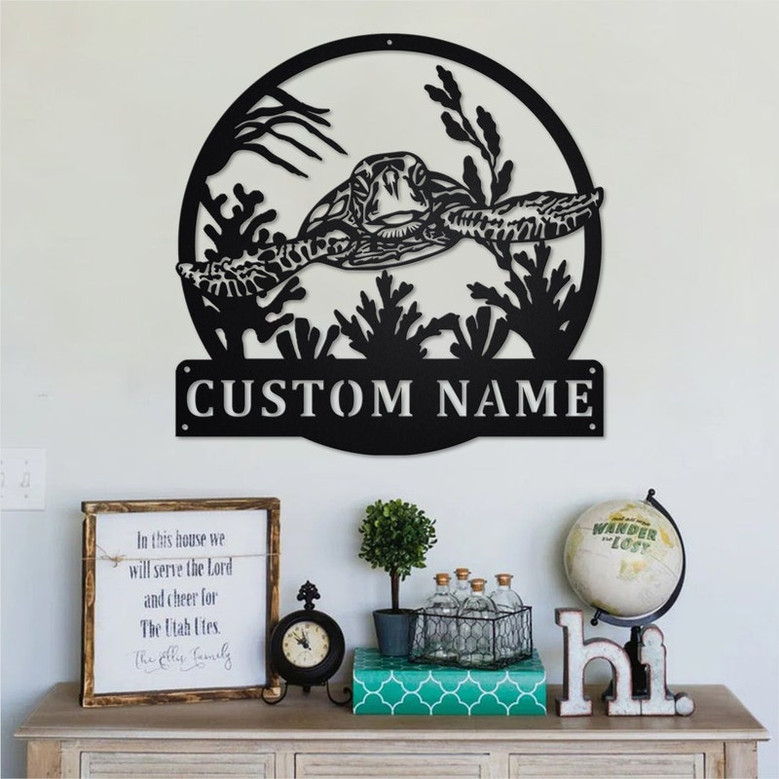 Personalized Sea Turtle Metal Sign | Sea Turtle Metal Wall Art | Sea Turtle Metal Wall Decor | Sea Turtle Lover Gift | Sea Turtle Lover
