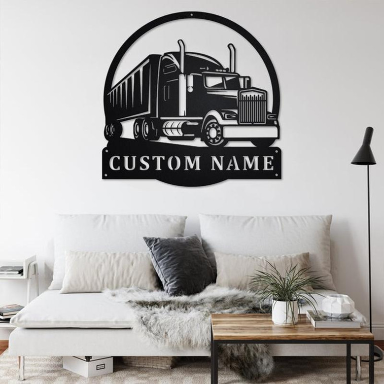 Custom Semi Truck Metal Wall Art, Personalized Truck Driver Name Sign Decoration For Room, Semi Truck Home Decor, Custom Truck,Trucker Gift