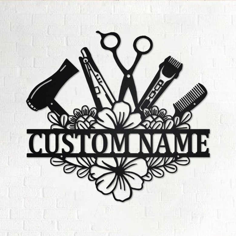 Custom Hair Stylist Metal Wall Art, Personalized Hair Stylist Name Sign Decoration For Room, Hair Stylist Metal Home Decor, Hair Stylist