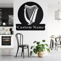 Custom Celtic Harp Metal Wall Art, Personalized Celtic Harp Name Sign Decoration For Room, Celtic Harp Home Decor, Custom Celtic Harp