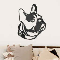 French Bulldog Solid Metal Wall Art, Decorative Metal Dog Sign