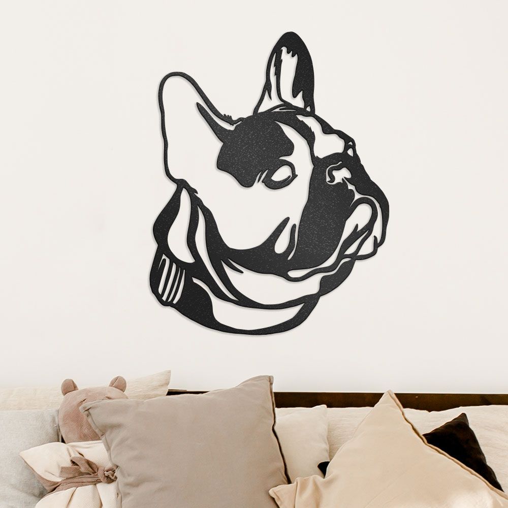 French Bulldog Solid Metal Wall Art, Decorative Metal Dog Sign