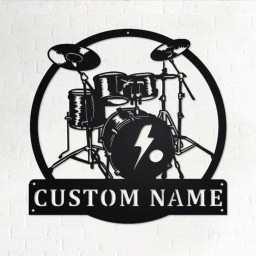 Custom Drummer Musical instrument Metal Wall Art, Personalized Drummer Name Sign Decoration For Room, Drummer Home Decor, Custom Drummer