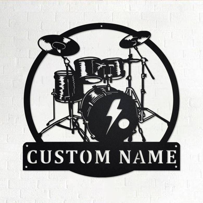 Custom Drummer Musical instrument Metal Wall Art, Personalized Drummer Name Sign Decoration For Room, Drummer Home Decor, Custom Drummer