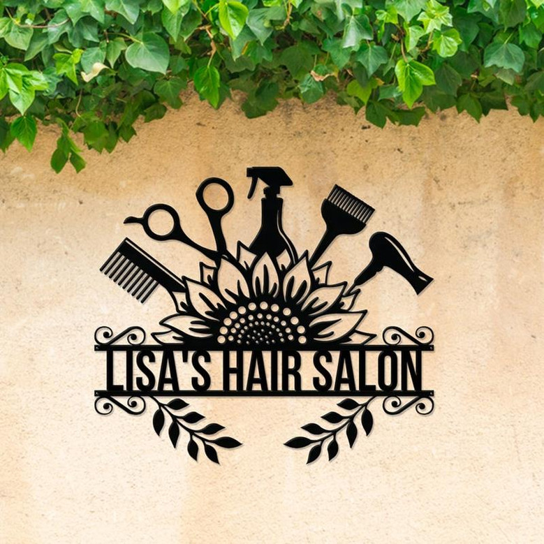 Personalized Hair Stylist Salon Metal Sign, Gift For Hairdresser, Barber Gift, Blow Dryer Sign, Hair Stylist Gift, Salon Wall Art Decor