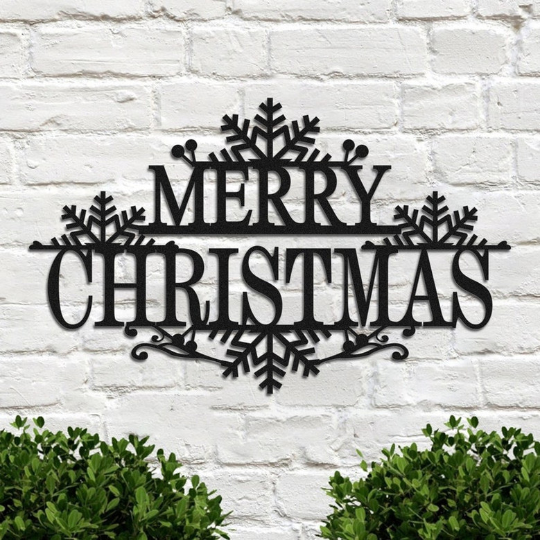 Merry Christmas metal sign,minimalit snowflake text sign Metal Wall Art,living room Front Door corridor Decor Housewarming Gift Wedding Gift