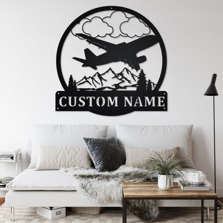 Custom Airplane Metal Wall Art,Personalized Airplane Name Sign Decoration For Room, Airplane Metal Home Decor, Custom Airplane, Airplane