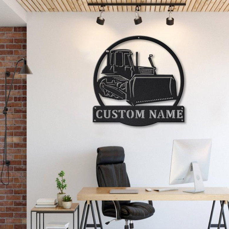 Personalized Bulldozer Truck Metal Sign Art | Custom Bulldozer Truck Metal Sign | Trucker Gift | Truck Lover Sign Decoration For Living Room