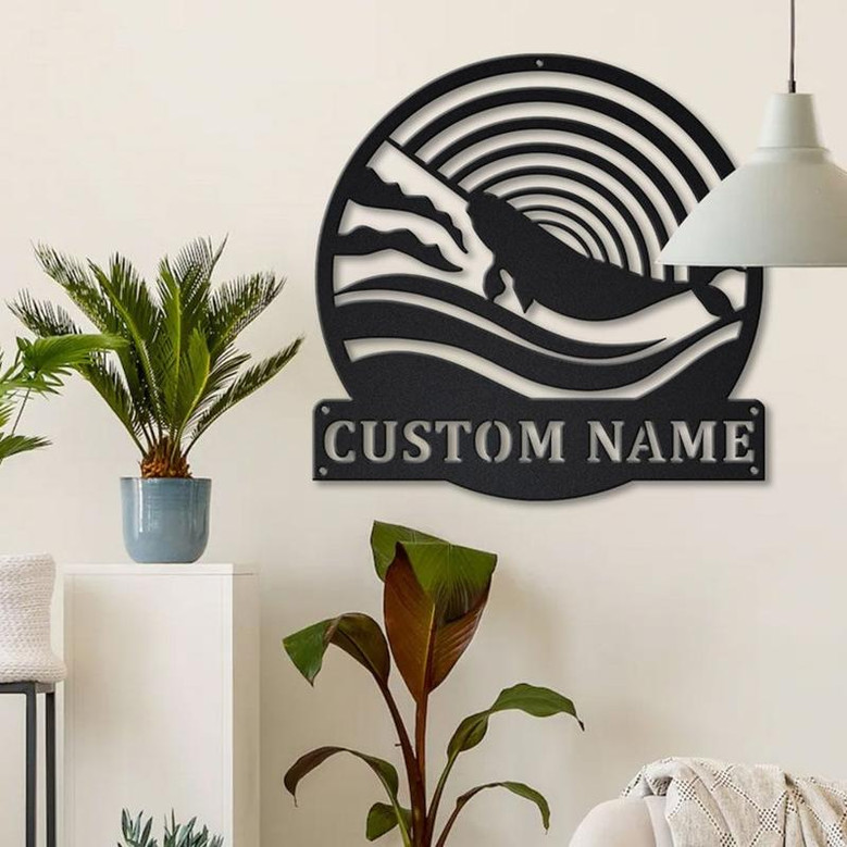 Personalized Narwhal Whale MonogramMetal Sign Art | Custom Narwhal Whale Monogram Metal Sign | Whale Gifts | Decor Decoration