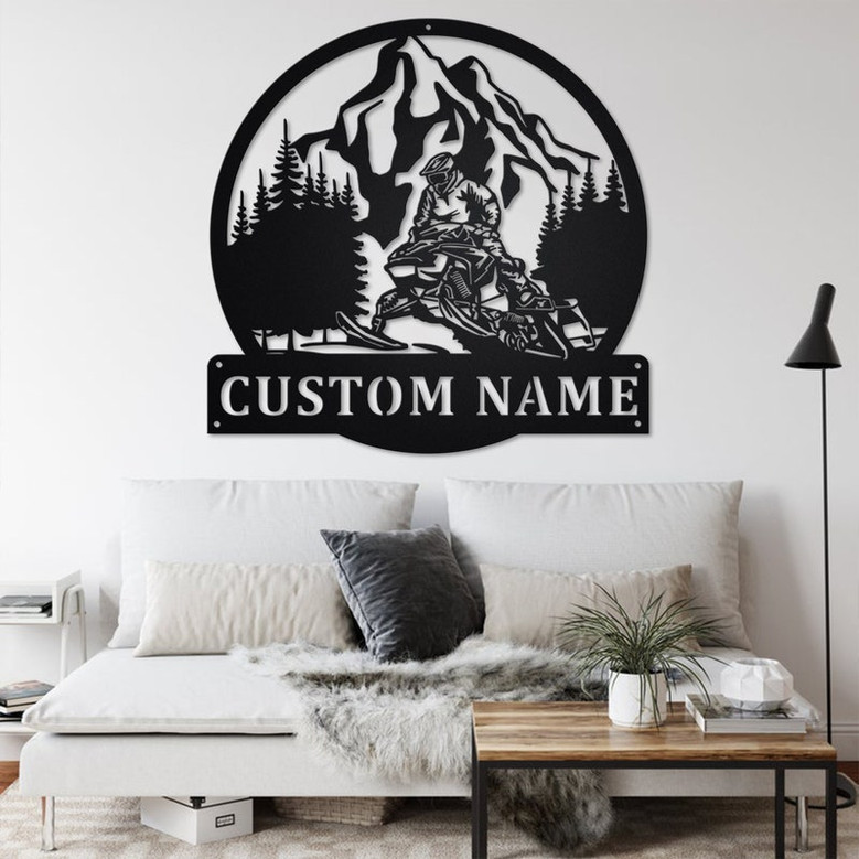 Custom Snowmobile Jump Metal Wall Art, Personalized Snowmobiler Name Sign Decoration For Room, Snowmobile Metal Home Decor,Custom Snowmobile