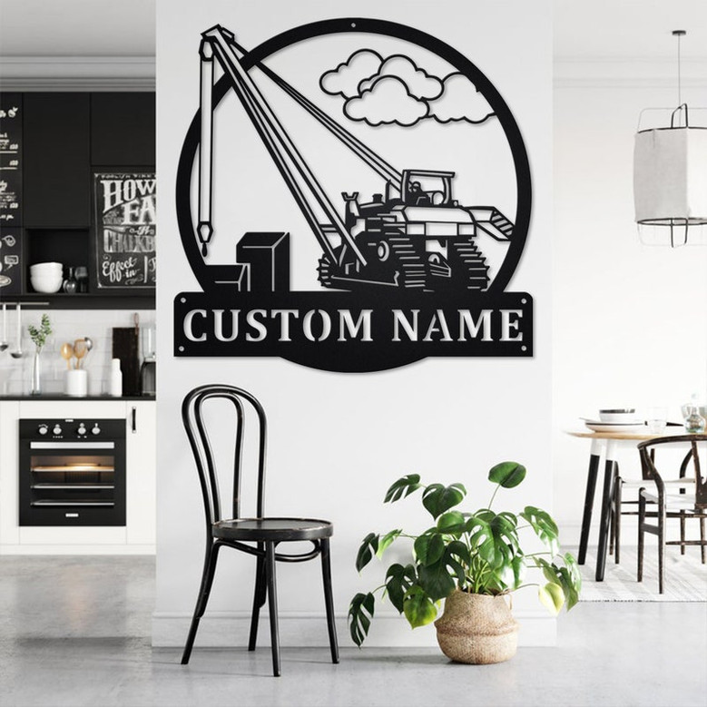 Custom Pipelayer With Operator Metal Wall Art, Personalized Pipelayer Truck Name Sign Decoration For Room, Pipelayer Metal Home Decor