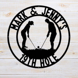 Personalized 19th Hole Sign Custom Golf Metal Name Sign Funny Man Cave Sign for Golfers Custom Metal Golf Wall Art Decorative Home Decor