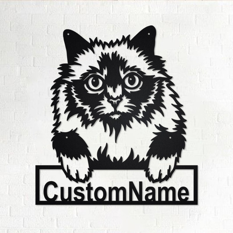 Custom Holy Burma Cat Metal Wall Art, Personalized Holy Burma Cat Name Sign Decoration For Room, Holy Burma Cat Home Decor,Custom Holy Burma