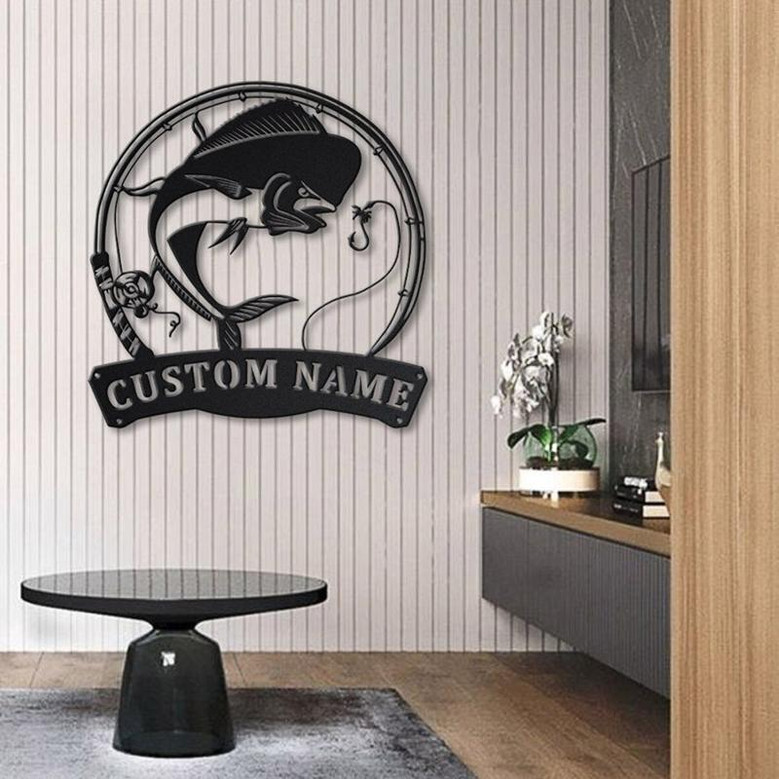 Personalized Mahi-Mahi Fishing Fish Pole Metal Sign Art | Custom Mahi-Mahi Fishing Metal Sign | Fishing Gifts Funny | Mahi-Mahi Fishing Gift