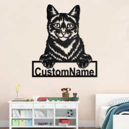 Custom Domestic Cat Metal Wall Art, Personalized Domestic Cat Name Sign Decoration For Room, Domestic Cat Home Decor, Custom Domestic Cat