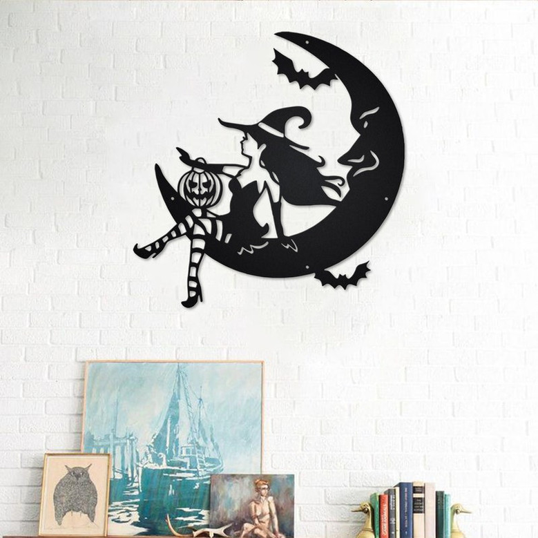 Halloween Witch Moon Metal Sign | Witch Moon Metal Wall Art | Witch Moon Tree Metal wall Decor | Halloween Metal Decor | Halloween Decor