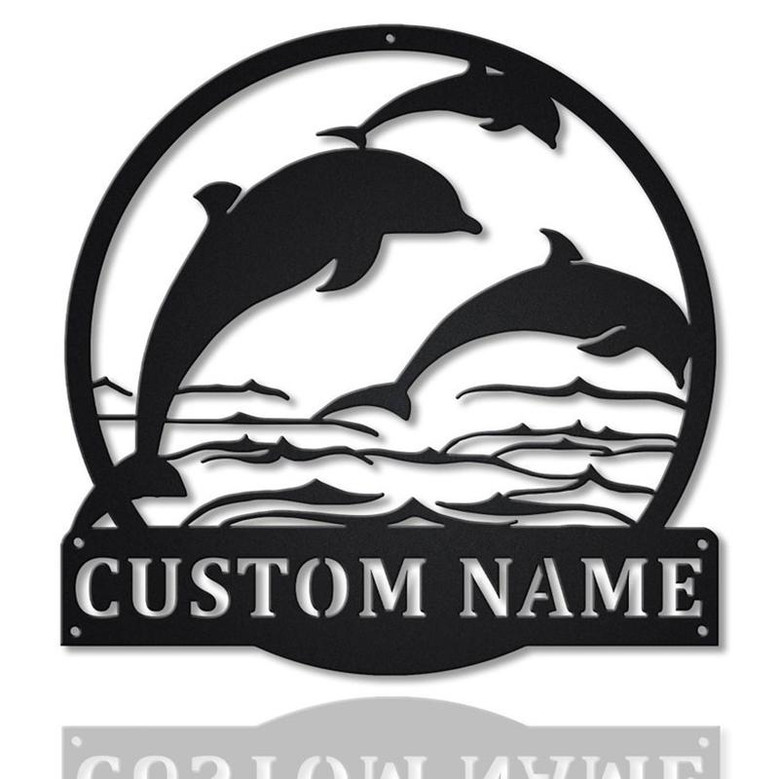 Personalized Three Dolphin Metal Sign Art | Custom Dolphin Metal Sign | Beach Funny Gift | Decor Decoration | Birthday Gift