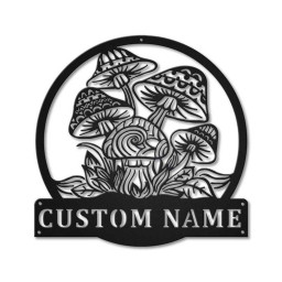 Personalized Mushrooms Monogram Metal Sign Art , Custom Mushrooms Metal Sign, Mushrooms Sign Decoration For Living Room