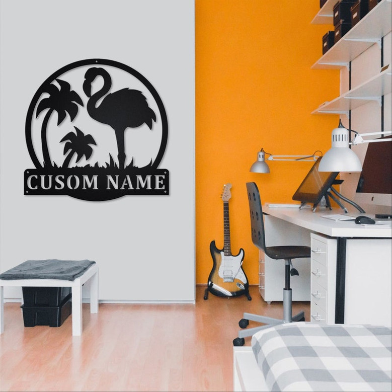 Personalized Flamingo Metal Sign | Flamingo Metal Wall Art | Office Wall Art | Housewarming Outdoor Metal Sign | Gifts Flamingo Lover |