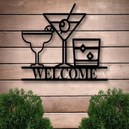 Personalized Bar Theme Sign, Custom Happy Hour Sign, Whiskey Sign, Metal Family Name Sign with Margarita, Margarita Lover Gift