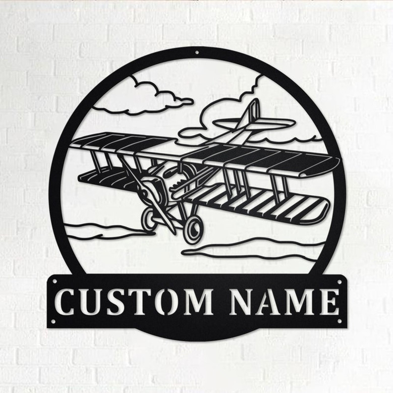 Custom Biplane Metal Wall Art, Personalized Biplane Pilot Name Sign Decoration For Room, Biplane Home Decor, Custom Biplane, Biplane Decor