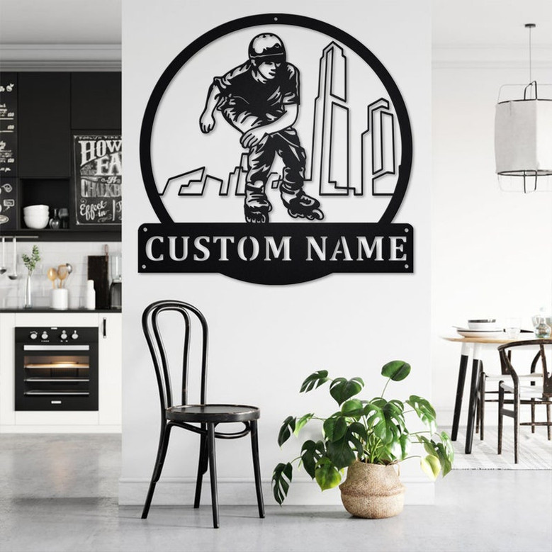 Custom Inline Skates Metal Wall Art, Personalized Inline Skates Name Sign Decoration For Room, Inline Skates Home Decor,Custom Inline Skates
