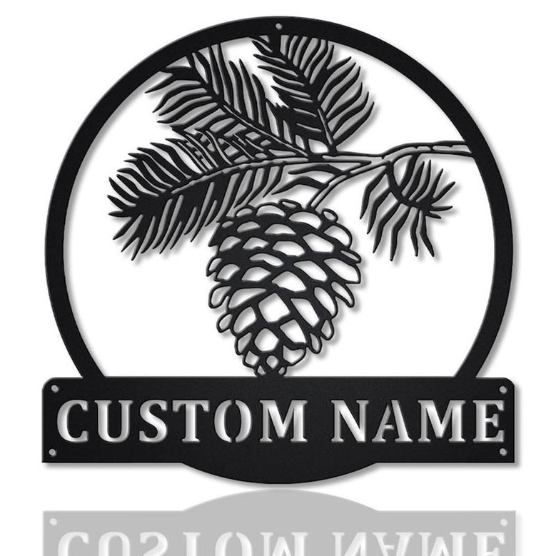 Personalized Pinecone Monogram Metal Sign Art | Custom Pinecone Monogram Metal Sign | Hobbie Gift | Pinecone Gift