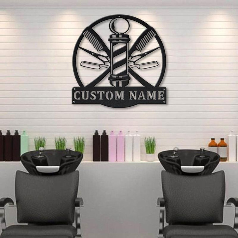Personalized Barber Hair Stylist Metal Sign Art | Custom Hair Stylist Monogram Metal Sign | Hair Stylist Gifts | Job Gift | Hair Salon Gift