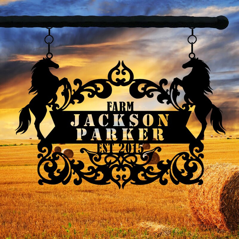 Custom Metal Horse Ranch Sign, Personalized Farm Name Sign, Unique Custom metal Sign