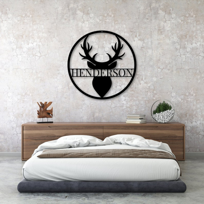 Deer Antler Metal Name Sign-Established Family Sign Metal-Personalized Deer Sign-Custom Metal Sign-Personalized Metal Sign-Antler Sign