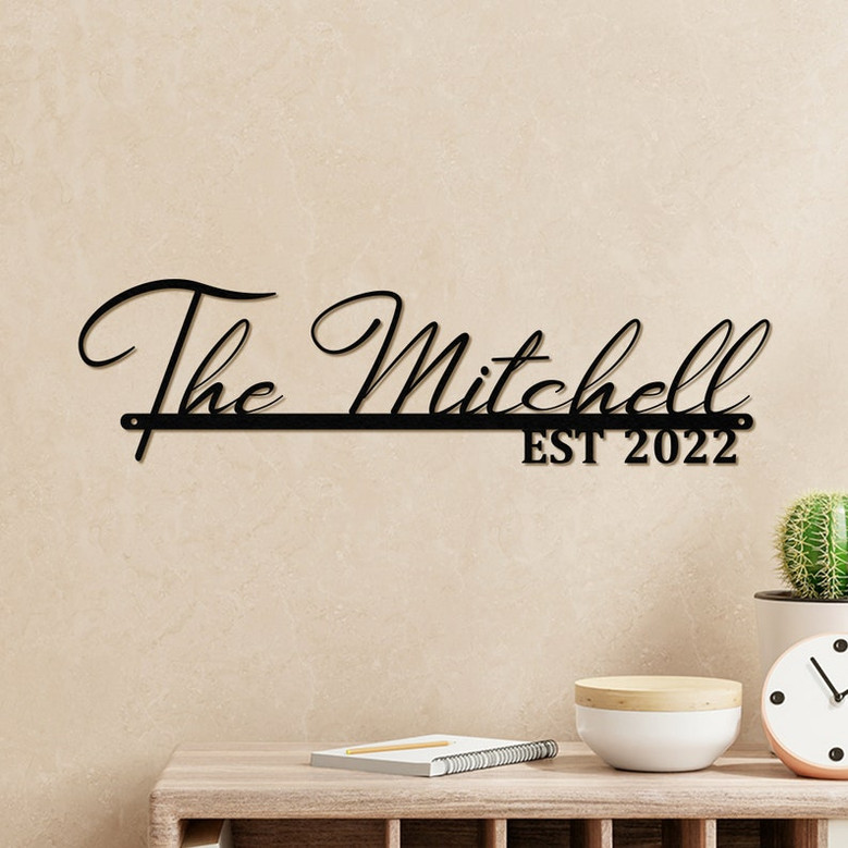 Personalized Family Name Sign, custom Metal Established Family Name Sign, Metal Est Year Wall Art, Wall Decor, Wedding Housewarming Gift