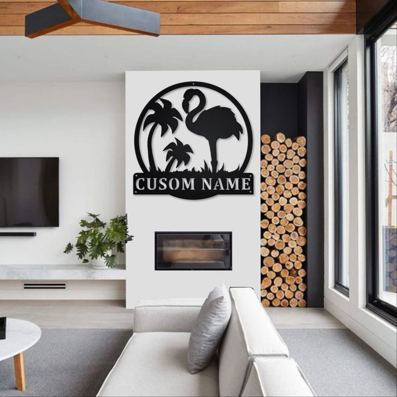 Personalized Flamingo Metal Sign | Flamingo Metal Wall Art | Office Wall Art | Housewarming Outdoor Metal Sign | Gifts Flamingo Lover |