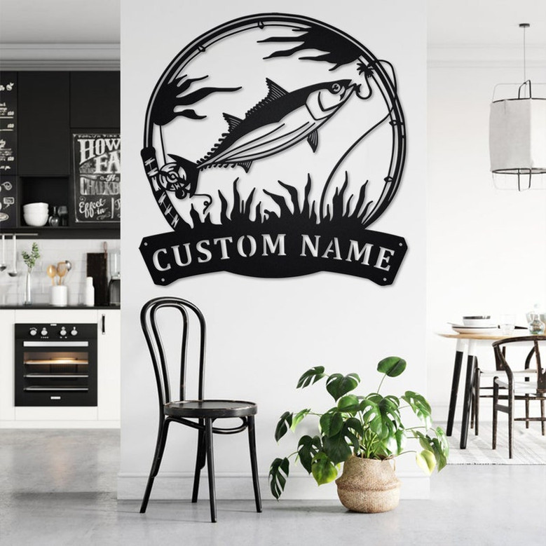Custom Skipjack Tuna Fishing Metal Wall Art, Personalized Skipjack Tuna Fish Name Sign Decoration For Room, Skipjack Tuna Metal Home Decor