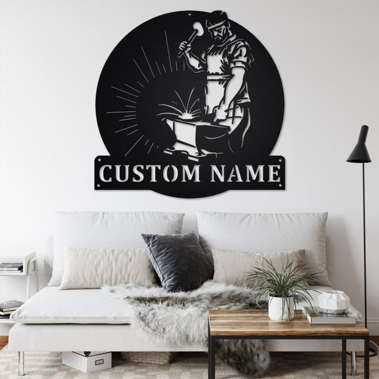 Custom Welder Blacksmith Metal Wall Art, Personalized Blacksmith Name Sign Decoration For Room, Blacksmith Home Decor, Custom Blacksmith