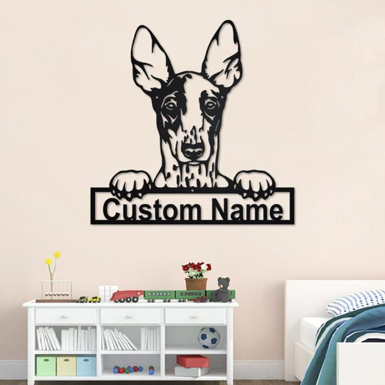 Personalized Ibizan Hound Dog Cut Metal Sign, Dog Lover Custom Name Metal Wall Art, Laser Cut Metal Signs Hound Dog