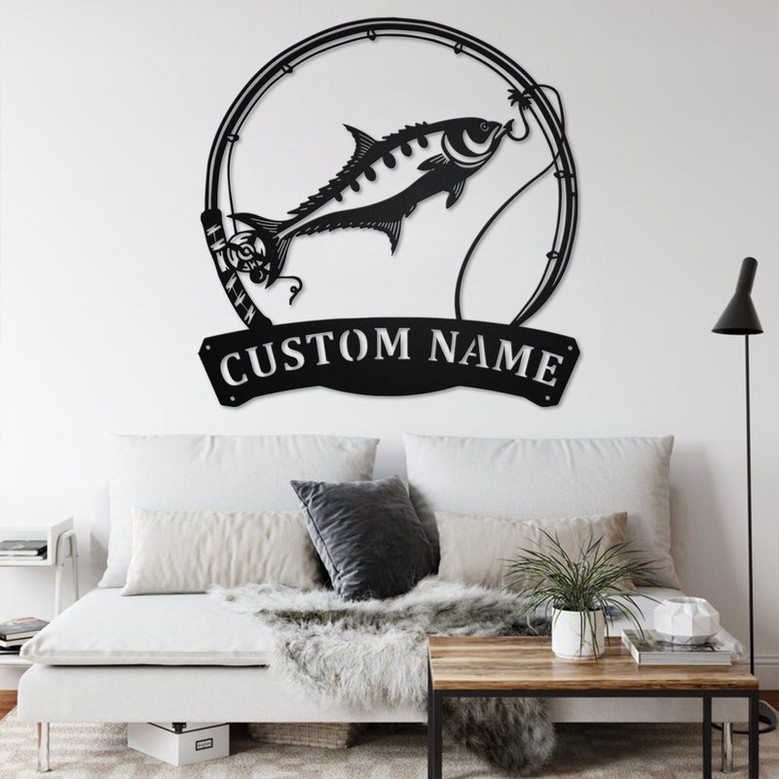 Custom Queen Fishing Metal Wall Art, Personalized Queen Fish Name Sign Decoration For Room, Queen Fishing Metal Home Decor,Custom Queen Fish