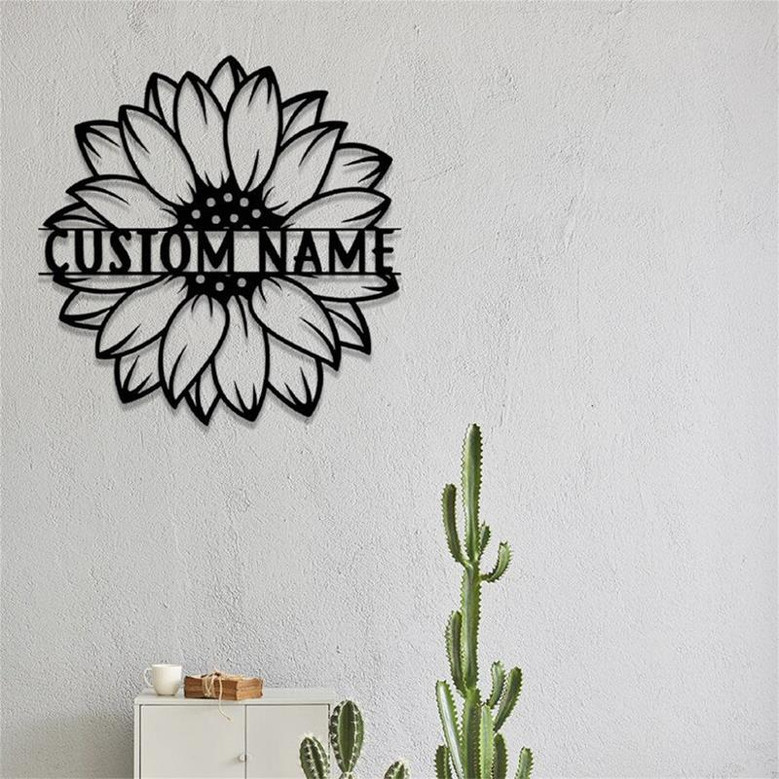 Custom Sunflower Metal Sign,Personalized Sunflower Lover Name Sign,Sunflower Metal Wall Decor,Flower Garden Sign