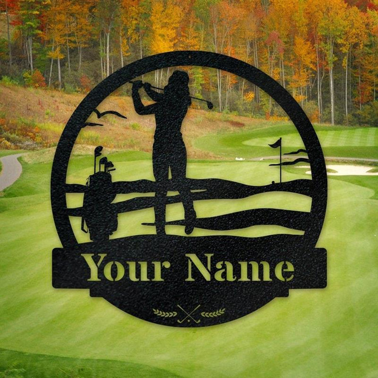 Personalized Women's Golf Cut Metal Sign, Laser Cut Metal Signs Women's Golf