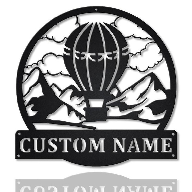 Personalized Air Balloon Monogram Metal Sign Art | Custom Air Balloon Metal Sign | Air Balloon Lover Sign Decoration For Living Room