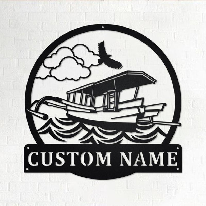 Custom Jukung Boat Metal Wall Art, Personalized Jukung Boat Name Sign Decoration For Room, Jukung Boat Metal Home Decor, Custom Jukung Boat