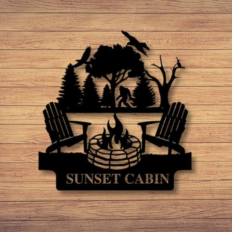 Custom Family Name Campfire Sign Metal Campfire Sign Farmhouse Decor Outdoor Family Sign Bigfoot Sign Wall Art Metal Sign