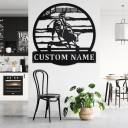 Custom Bull Rider Metal Wall Art, Personalized Bull Rider Name Sign Decoration For Room