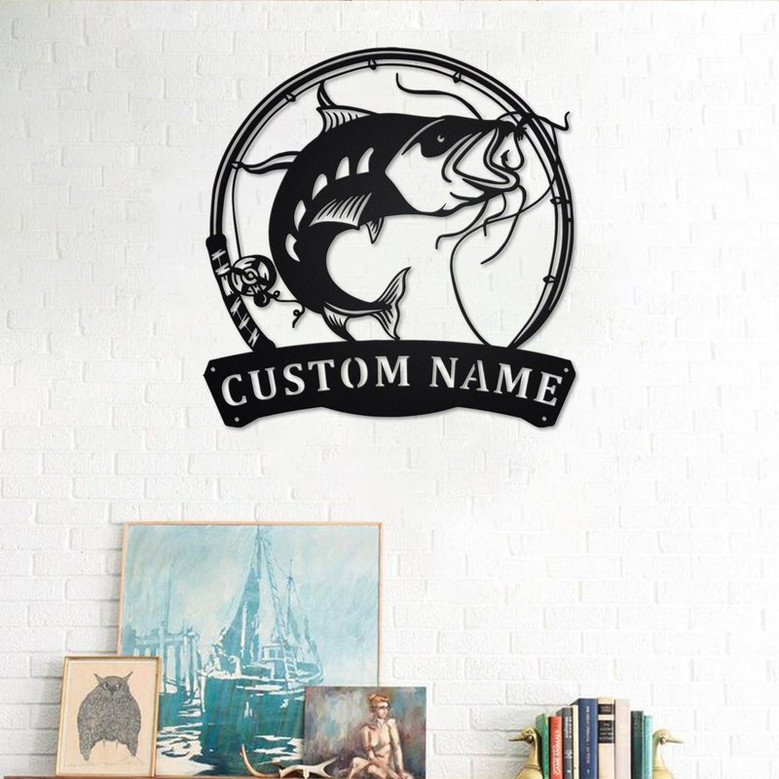 Personalized Catfish Fish Metal Sign | Fishing Metal Wall Art | Fishing Metal wall Decor | Fishing Lover| Custom Fishing | Fishman | Catfish