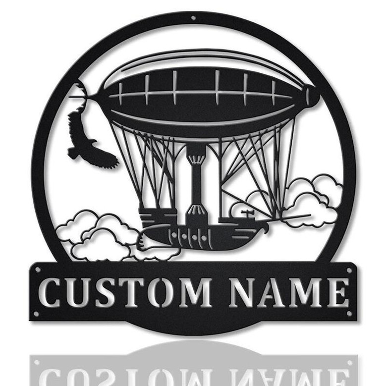 Personalized Steampunk Blimp Ship Monogram Metal Sign Art | Custom Steampunk Blimp Metal Sign | Ship Gifts Funny
