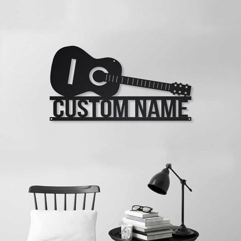 Personalized Guitar Acoustic Metal Sign Art | Guitar Acoustic Metal Wall Art | Bedroom Decor | Custom Guitar Decoration