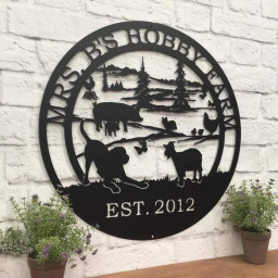 Hobby Farm Animals Metal Ranch Sign Cut Metal Sign Metal Wall Art Metal House Sign